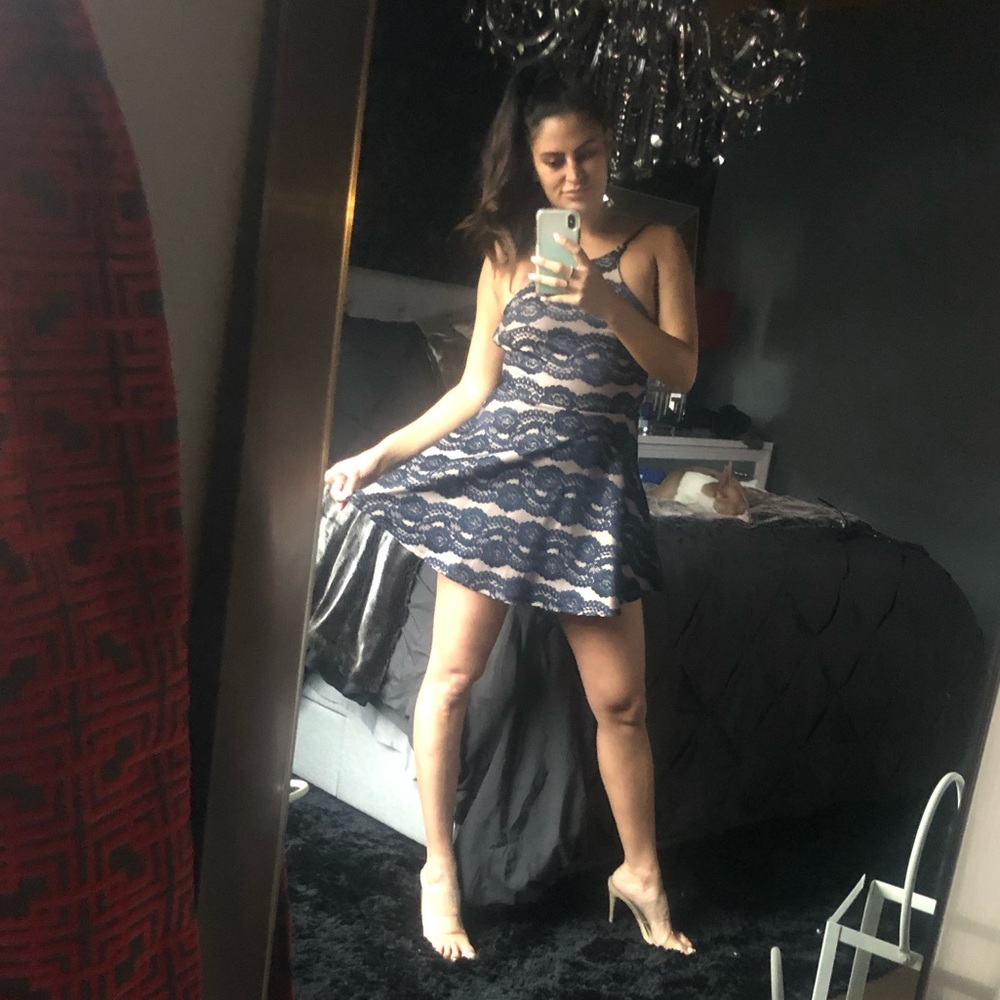 Halter Blue Lace Mini- Never Worn